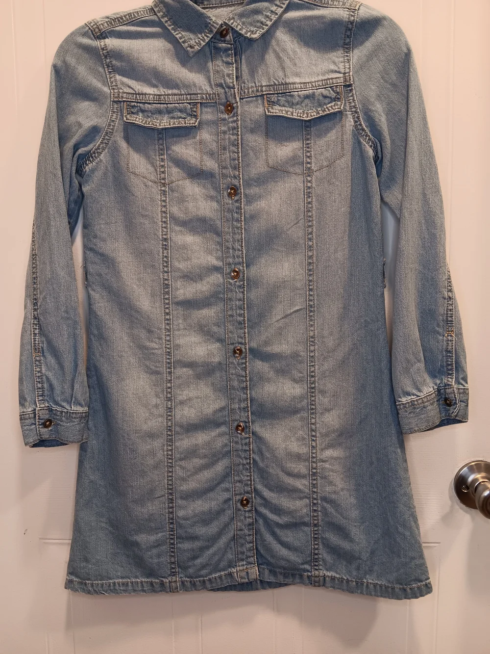 The Children's Place Light Blue Denim Shirt Dress - Long Sleeve